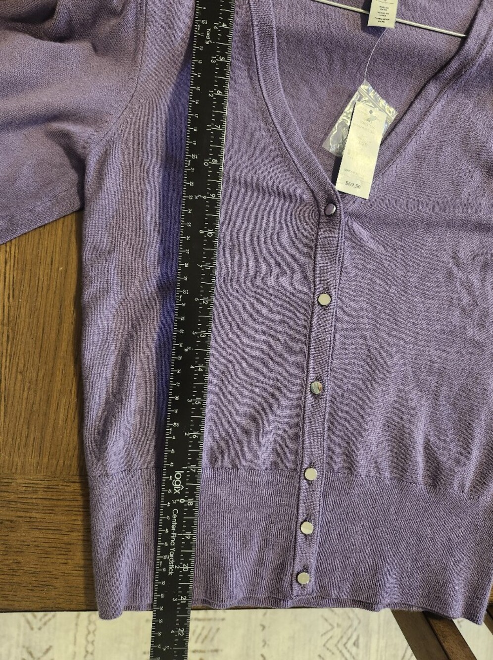 White House Black Market Purple V-Neck Button Cardigan NWT size Small - Picture 5 of 6